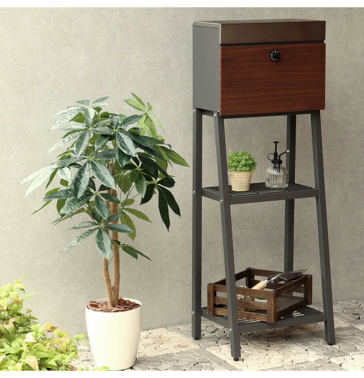 スタンドポスト ステンレス 木目調 郵便ポスト 郵便受け メール便 大きめ投函口 大容量 鍵付き 置き配対応 錆びにくい 一戸建て用 置き型 工事不要 シンプル スタイリッシュ おしゃれ 木目調 北欧風(代引不可)