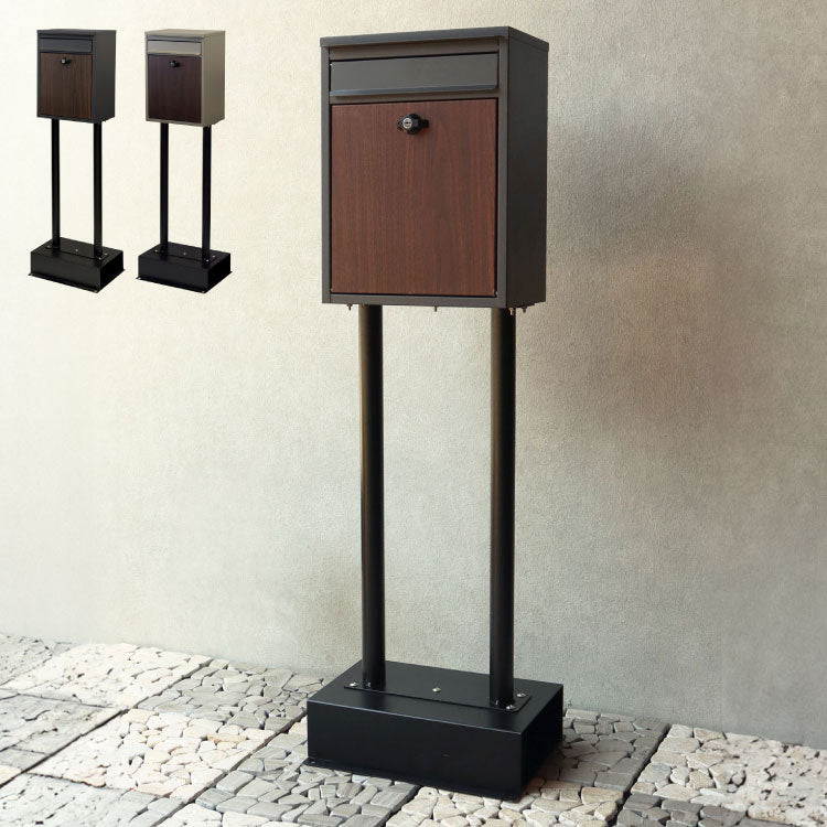 スタンドポスト 置くだけ 簡易組み立て ガルバナイズド処理 錆びにくい おしゃれ 北欧 シンプル 一戸建て用 一軒家 郵便ポスト メールボックス 置き型 スリム 郵便受け 新聞受け(代引不可)