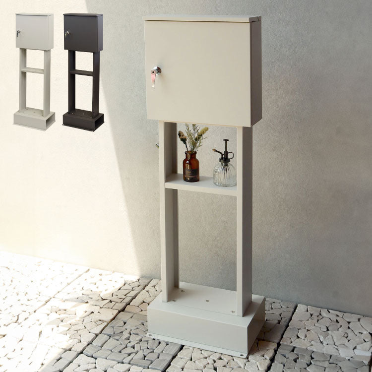 スタンドポスト 置くだけ ハンドルレバー 鍵付き スペアキー付き ガルバナイズド処理 錆びにくい 郵便ポスト 郵便受け くすみカラー 簡易組み立て おしゃれ 北欧 一戸建て用 一軒家(代引不可)