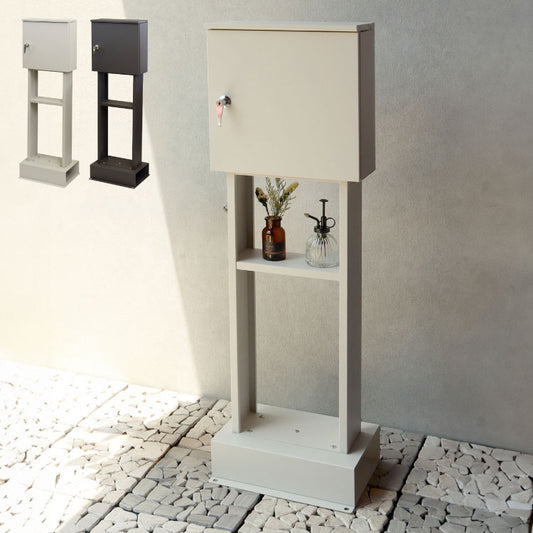 スタンドポスト 置くだけ ハンドルレバー 鍵付き スペアキー付き ガルバナイズド処理 錆びにくい 郵便ポスト 郵便受け くすみカラー 簡易組み立て おしゃれ 北欧 一戸建て用 一軒家(代引不可)