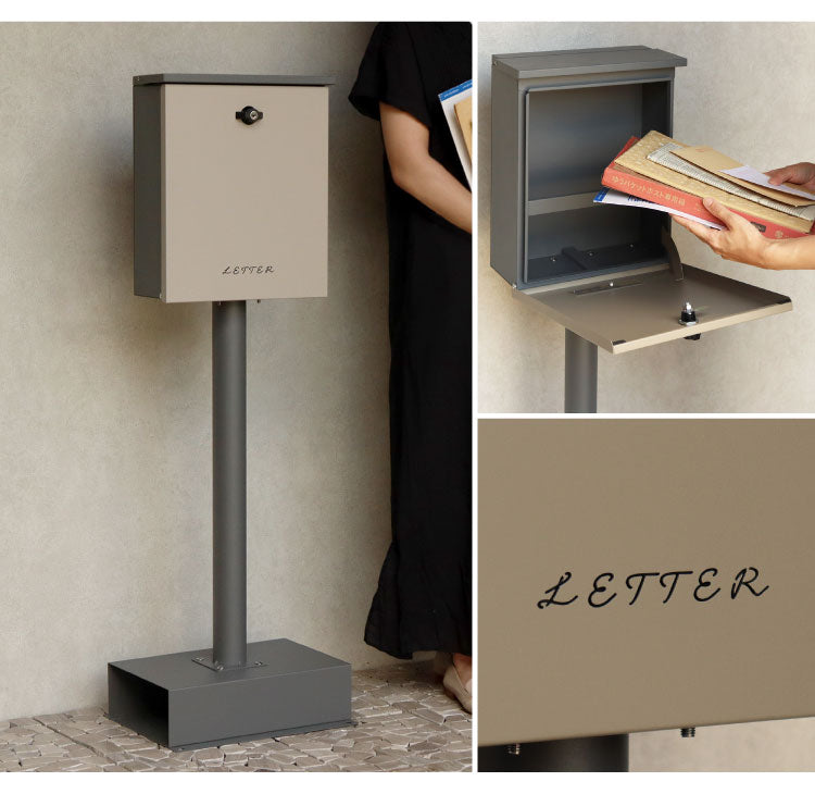 スタンドポスト Gino ジーノ 置き型 大容量 鍵付き シリンダー錠 上入れ 前出し 郵便受け スタンドタイプ 置き型ポスト メールボックス 新聞受け SDM-086 SDM-087 MOJYU 置き配(代引不可)