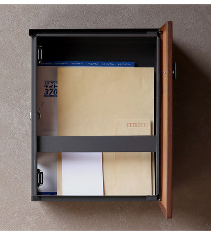 壁掛けポスト メールボックス 郵便ポスト 郵便受け ポスト 玄関 木目 ブラウン ホワイト スリット窓 シリンダー錠 木目調 デザインポスト レトロ コンパクト スタイリッシュ(代引不可)