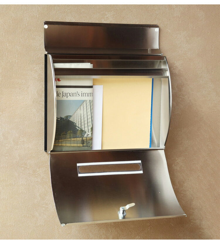 壁掛けポスト 郵便ポスト 大容量 ステンレス 大型 ポスト 壁掛け 壁付け メール便対応 ネコポス対応 一戸建て 鍵付き A4サイズ 北欧 レトロ 郵便 郵便受け メールボックス 新聞受け(代引不可)