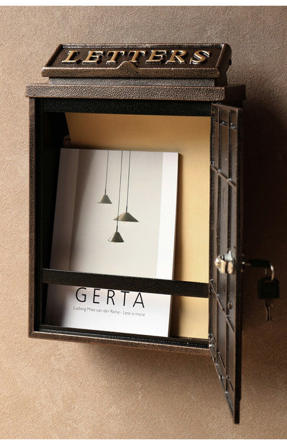 壁掛けポスト 鋳物製 クローバー 郵便ポスト アンティーク風 鋳物 A4サイズ レターパック 大きめ 大容量 横開き扉 鋳造加工 ブロンズ グリーン ブラウン 郵便受け ヴィンテージ シンプル(代引不可)