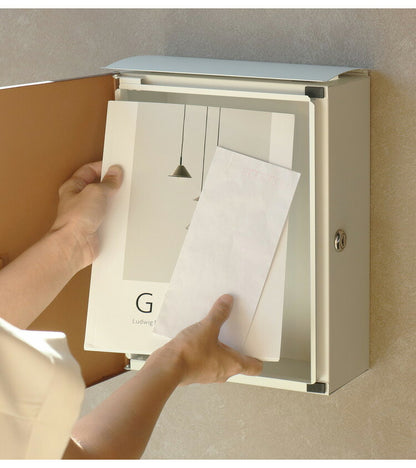 メールボックス ポスト 郵便ポスト 木目 壁掛けポスト 郵便受け POST MailBox 木目調 おしゃれ シンプル 北欧風 鍵付き 玄関 家庭用 ダークブラウン グレージュ(代引不可)