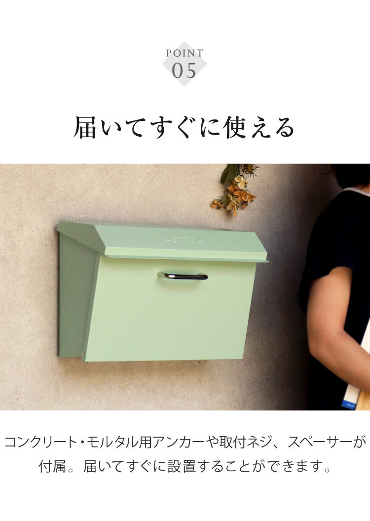 壁掛けポスト Dafne 壁掛け メールボックス 壁付け 宅配 郵便 郵便受け さびにくい 錆びにくい 小型 屋外 置き配 玄関 戸建て 省スペース コンパクト 大容量 一軒家 マンション アパート ダフネ(代引不可)