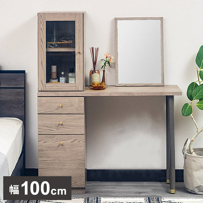 ドレッサーデスク ミラー 2点セット デスク 幅100cm 長方形 鏡 幅35×高さ50cm 化粧台 メイク台 引き出し 収納 コンパクト 木製 インテリア 机 リビング おしゃれ 北欧 かわいい 女性 テーブル(代引不可)