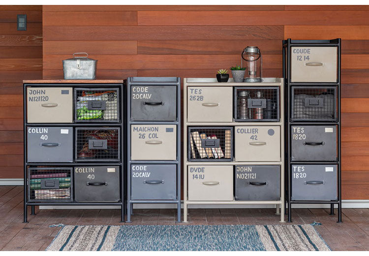 チェスト 幅57cm スチールチェスト 6杯引き出し付き 収納棚 箪笥 タンス アイアンチェスト ペイント ハンドメイド レトロ おしゃれ 北欧 ienowa イエノア(代引不可)