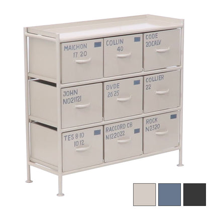 チェスト 幅85cm スチールチェスト 9杯引き出し付き 収納棚 箪笥 タンス アイアンチェスト ペイント ハンドメイド レトロ おしゃれ 北欧 ienowa イエノア(代引不可)