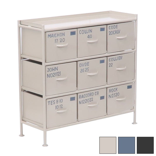 チェスト 幅85cm スチールチェスト 9杯引き出し付き 収納棚 箪笥 タンス アイアンチェスト ペイント ハンドメイド レトロ おしゃれ 北欧 ienowa イエノア(代引不可)