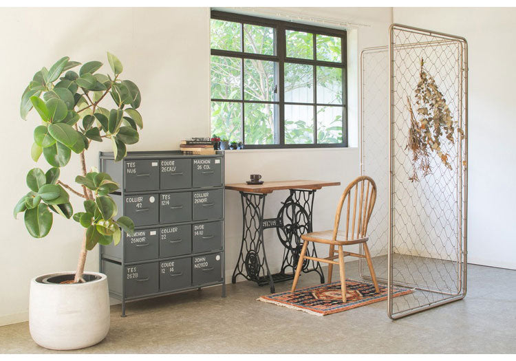 縦型チェスト 幅85cm スチールチェスト 12杯引き出し付き 収納棚 箪笥 タンス アイアンチェスト ペイント ハンドメイド レトロ おしゃれ 北欧 ienowa イエノア(代引不可)