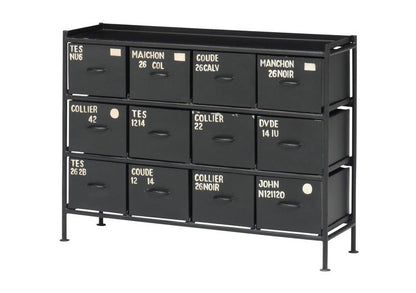 横型チェスト 幅111cm スチールチェスト 12杯引き出し付き 収納棚 箪笥 タンス アイアンチェスト ペイント ハンドメイド レトロ おしゃれ 北欧 ienowa イエノア(代引不可)