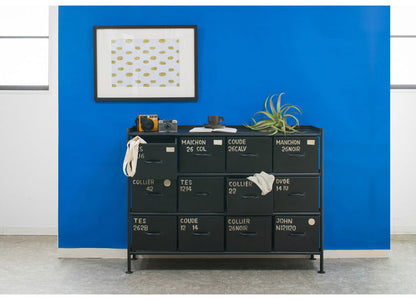 横型チェスト 幅111cm スチールチェスト 12杯引き出し付き 収納棚 箪笥 タンス アイアンチェスト ペイント ハンドメイド レトロ おしゃれ 北欧 ienowa イエノア(代引不可)