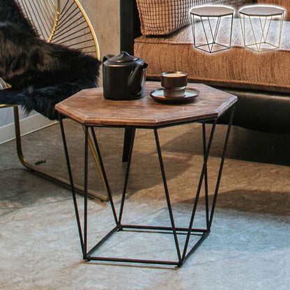 サイドテーブル 幅46cm ナイトテーブル 八角形 おしゃれ 北欧 ヴィンテージ アンティーク アイアン マンゴー材 ベッドサイド ソファサイド ienowa イエノア(代引不可)