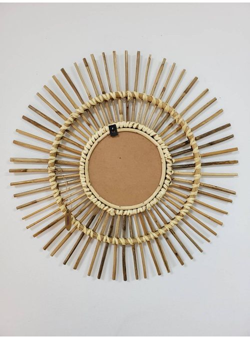 ウォールミラー ラタン 幅63cm 玄関 廊下 飾り おしゃれ 北欧 鏡 壁掛け 丸型 円形 洗面鏡 アンティーク調 モダン シンプル 新生活 一人暮らし(代引不可)