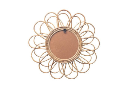 ウォールミラー ラタン 幅57cm 玄関 廊下 飾り おしゃれ 北欧 鏡 壁掛け 丸型 円形 洗面鏡 アンティーク調 モダン シンプル 新生活 一人暮らし(代引不可)