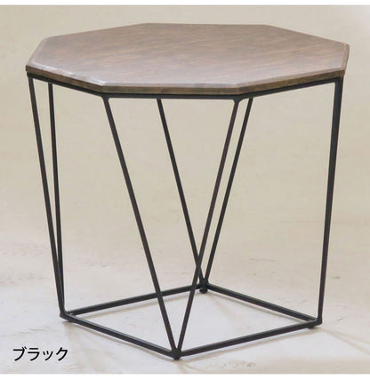 サイドテーブル 幅46cm ナイトテーブル 八角形 おしゃれ 北欧 ヴィンテージ アンティーク アイアン マンゴー材 ベッドサイド ソファサイド ienowa イエノア(代引不可)