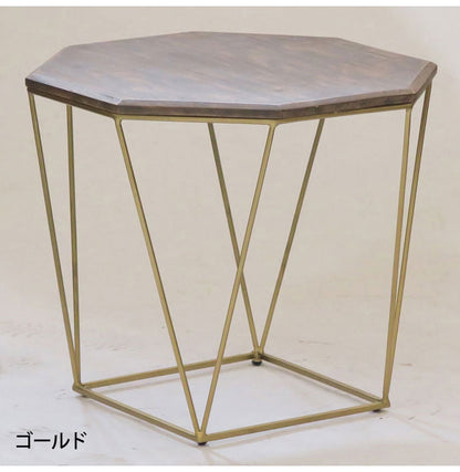 サイドテーブル 幅46cm ナイトテーブル 八角形 おしゃれ 北欧 ヴィンテージ アンティーク アイアン マンゴー材 ベッドサイド ソファサイド ienowa イエノア(代引不可)