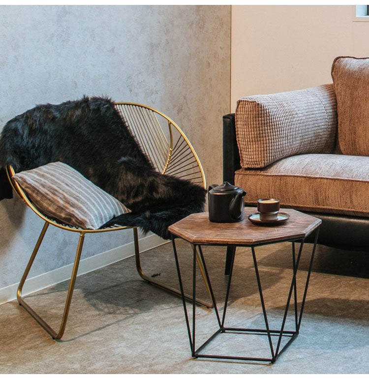 サイドテーブル 幅46cm ナイトテーブル 八角形 おしゃれ 北欧 ヴィンテージ アンティーク アイアン マンゴー材 ベッドサイド ソファサイド ienowa イエノア(代引不可)