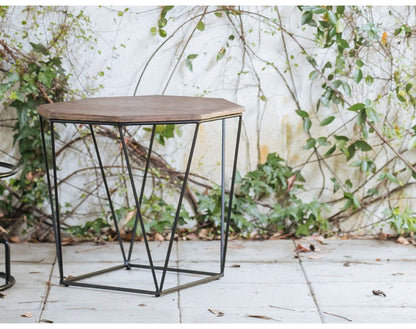 サイドテーブル 幅46cm ナイトテーブル 八角形 おしゃれ 北欧 ヴィンテージ アンティーク アイアン マンゴー材 ベッドサイド ソファサイド ienowa イエノア(代引不可)