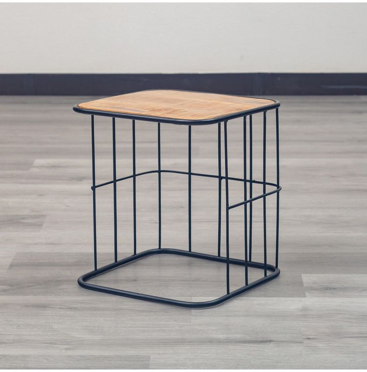 サイドテーブル S・M2点セット ナイトテーブル 天然木 アイアン シンプル ヴィンテージ おしゃれ 北欧 シンプル コンパクト新生活 一人暮らし(代引不可)