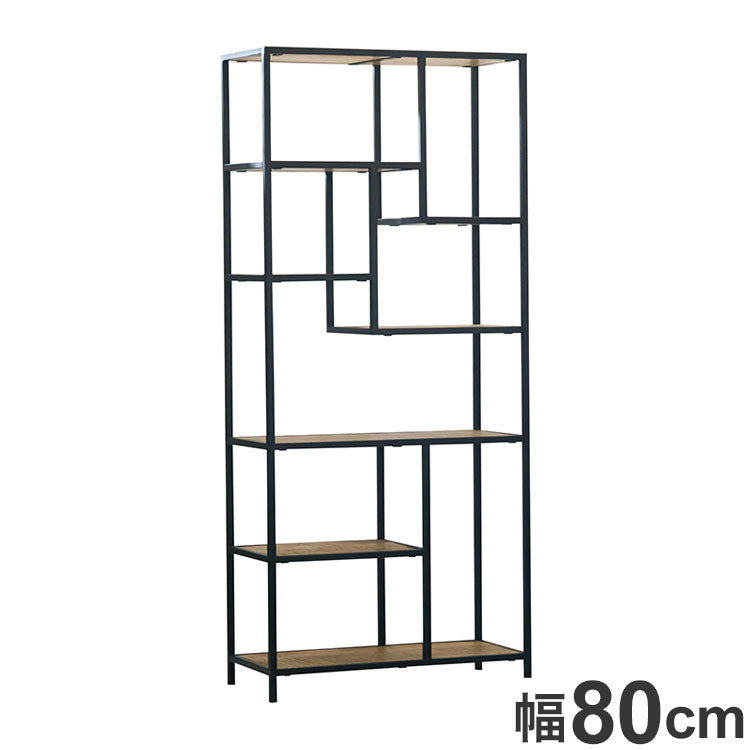 オープンシェルフ 幅80cm ハイシェルフ 天然木 オープンラック フリーラック アイアン おしゃれ 北欧 ディスプレイラック 飾り棚 ヴィンテージ アンティーク インダストリアル 雑貨 小物 収納(代引不可)