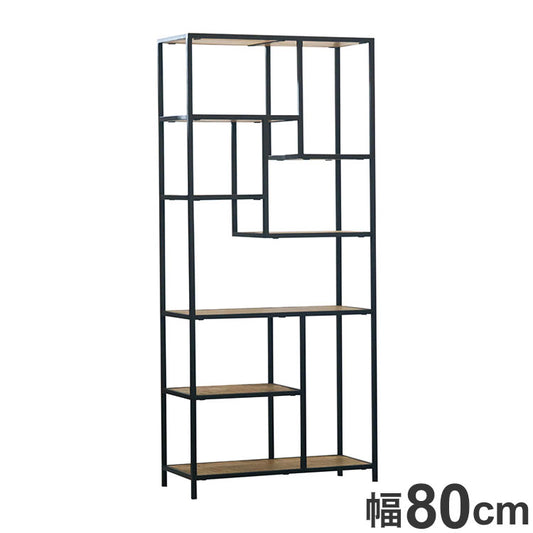 オープンシェルフ 幅80cm ハイシェルフ 天然木 オープンラック フリーラック アイアン おしゃれ 北欧 ディスプレイラック 飾り棚 ヴィンテージ アンティーク インダストリアル 雑貨 小物 収納(代引不可)