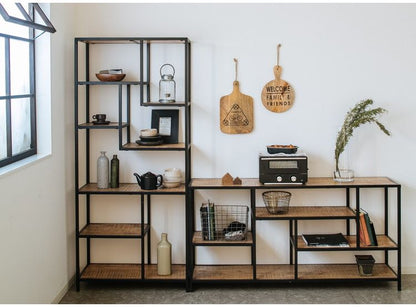 オープンシェルフ 幅80cm ハイシェルフ 天然木 オープンラック フリーラック アイアン おしゃれ 北欧 ディスプレイラック 飾り棚 ヴィンテージ アンティーク インダストリアル 雑貨 小物 収納(代引不可)