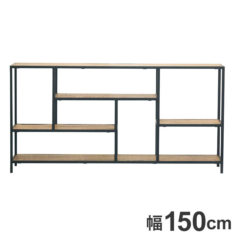 オープンシェルフ 幅150cm ローシェルフ 天然木 オープンラック フリーラック アイアン おしゃれ 北欧 ディスプレイラック 飾り棚 ヴィンテージ アンティーク インダストリアル 雑貨 小物 収納(代引不可)