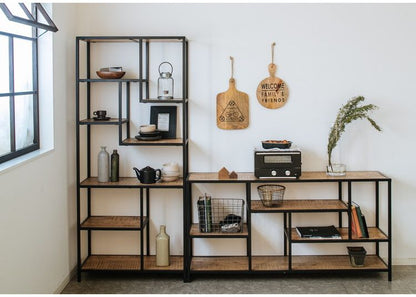 オープンシェルフ 幅150cm ローシェルフ 天然木 オープンラック フリーラック アイアン おしゃれ 北欧 ディスプレイラック 飾り棚 ヴィンテージ アンティーク インダストリアル 雑貨 小物 収納(代引不可)