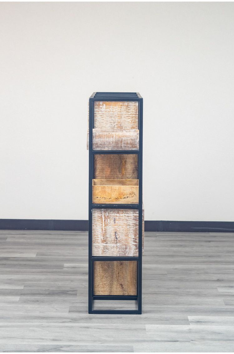 シェルフ 組み合わせ自由 幅122cm ボックス トレー付き 天然木 アイアン スチール おしゃれ 北欧 シンプル ヴィンテージ 飾り棚 雑貨 オープンラック 新生活 一人暮らし(代引不可)