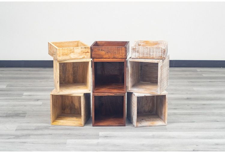 シェルフ 組み合わせ自由 幅122cm ボックス トレー付き 天然木 アイアン スチール おしゃれ 北欧 シンプル ヴィンテージ 飾り棚 雑貨 オープンラック 新生活 一人暮らし(代引不可)