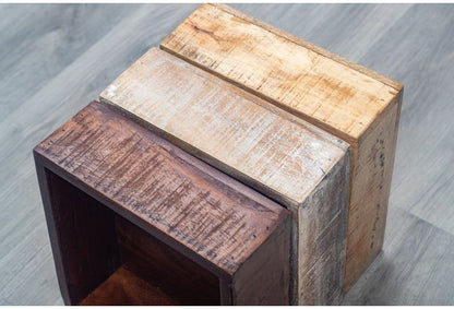 シェルフ 組み合わせ自由 幅122cm ボックス トレー付き 天然木 アイアン スチール おしゃれ 北欧 シンプル ヴィンテージ 飾り棚 雑貨 オープンラック 新生活 一人暮らし(代引不可)