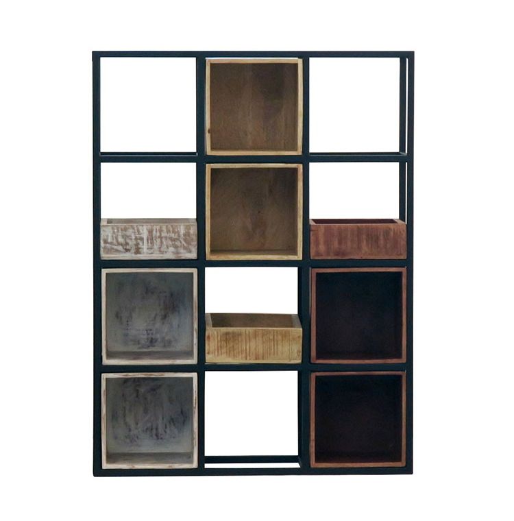 シェルフ 組み合わせ自由 幅122cm ボックス トレー付き 天然木 アイアン スチール おしゃれ 北欧 シンプル ヴィンテージ 飾り棚 雑貨 オープンラック 新生活 一人暮らし(代引不可)