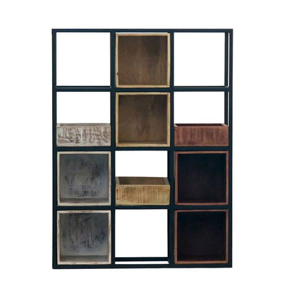 シェルフ 組み合わせ自由 幅122cm ボックス トレー付き 天然木 アイアン スチール おしゃれ 北欧 シンプル ヴィンテージ 飾り棚 雑貨 オープンラック 新生活 一人暮らし(代引不可)