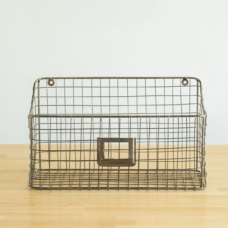 ワイヤーバスケット ワイドタイプ ガーデン 屋外 室内 植木鉢 収納家具 おしゃれ シンプル かわいい レトロ スチール 一人暮らし(代引不可)