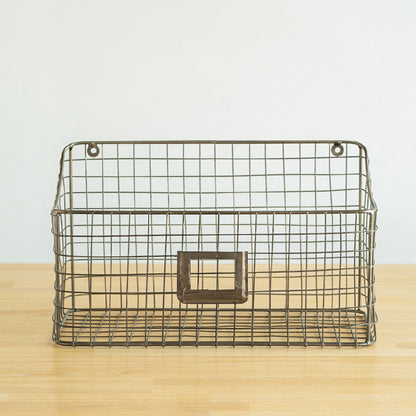 ワイヤーバスケット ワイドタイプ ガーデン 屋外 室内 植木鉢 収納家具 おしゃれ シンプル かわいい レトロ スチール 一人暮らし(代引不可)