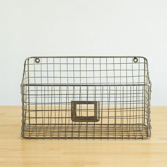 ワイヤーバスケット ワイドタイプ ガーデン 屋外 室内 植木鉢 収納家具 おしゃれ シンプル かわいい レトロ スチール 一人暮らし(代引不可)