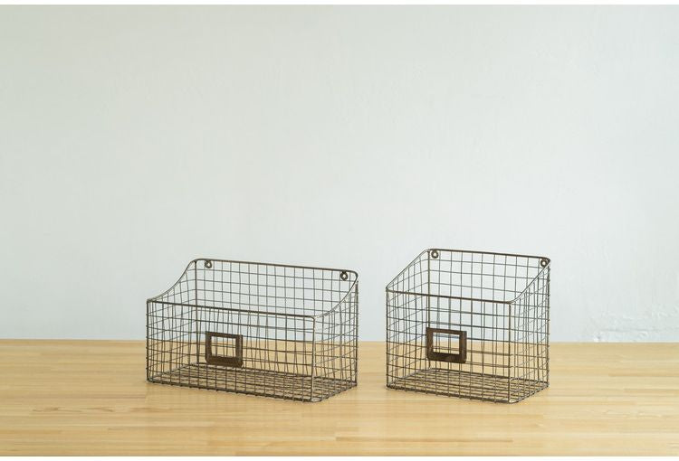 ワイヤーバスケット ワイドタイプ ガーデン 屋外 室内 植木鉢 収納家具 おしゃれ シンプル かわいい レトロ スチール 一人暮らし(代引不可)