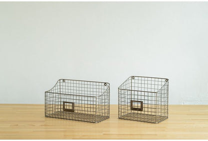 ワイヤーバスケット ワイドタイプ ガーデン 屋外 室内 植木鉢 収納家具 おしゃれ シンプル かわいい レトロ スチール 一人暮らし(代引不可)