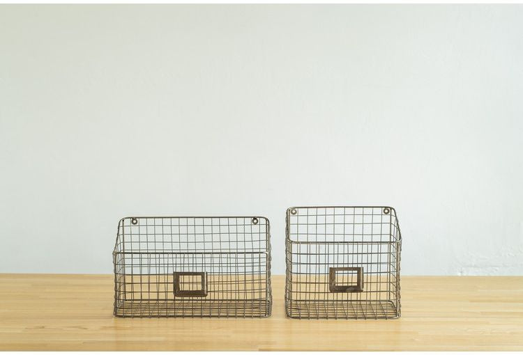 ワイヤーバスケット ワイドタイプ ガーデン 屋外 室内 植木鉢 収納家具 おしゃれ シンプル かわいい レトロ スチール 一人暮らし(代引不可)