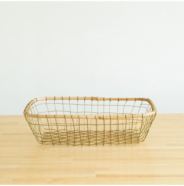 レクタングルシャロートレーS・M セット 2個セット ワイヤーバスケット レトロ おしゃれ バスケット 便利 収納 カゴ(代引不可)