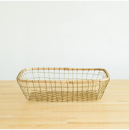 レクタングルシャロートレーS・M セット 2個セット ワイヤーバスケット レトロ おしゃれ バスケット 便利 収納 カゴ(代引不可)