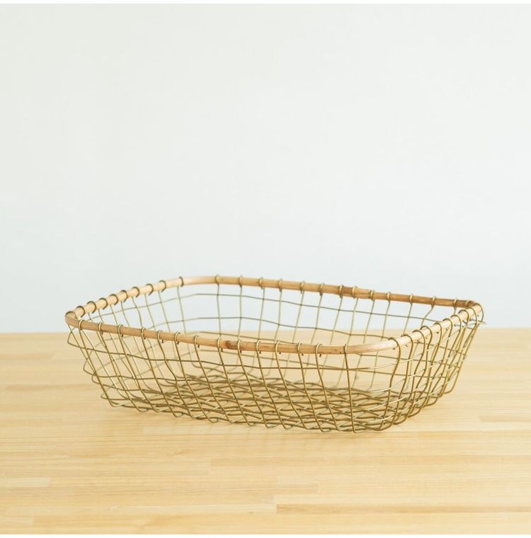 レクタングルシャロートレーS・M セット 2個セット ワイヤーバスケット レトロ おしゃれ バスケット 便利 収納 カゴ(代引不可)