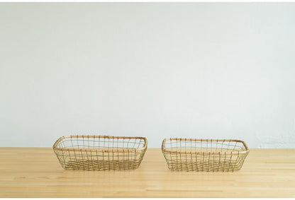 スチールトレー S・Lサイズ2点セット シンプル 収納 洗面台 ベッド下 カゴ ワイヤー アイアン おしゃれ かわいい レトロ 一人暮らし 雑貨(代引不可)