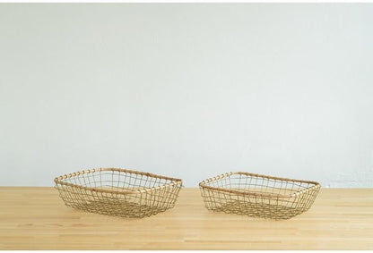 スチールトレー S・Lサイズ2点セット シンプル 収納 洗面台 ベッド下 カゴ ワイヤー アイアン おしゃれ かわいい レトロ 一人暮らし 雑貨(代引不可)