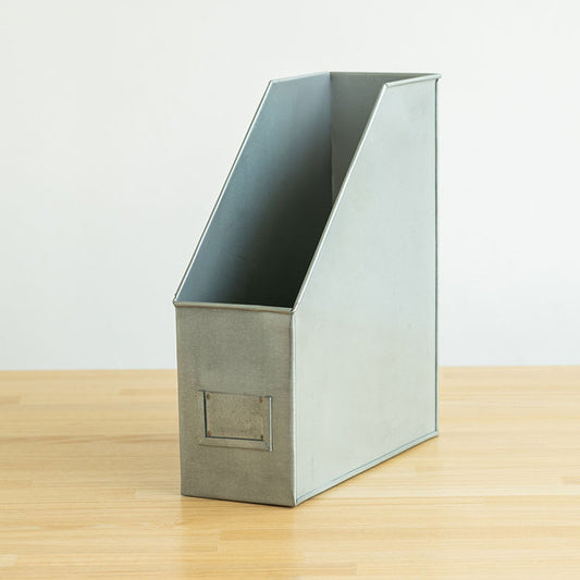 A4ファイルスタンド ブリキ素材 軽量 光沢 ヴィンテージ アンティーク調 経年変化 本棚 ブックスタンド ファイル 収納 デスク整理(代引不可)