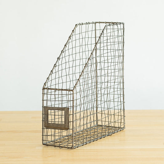 A4ファイルスタンド ワイヤー 軽量 ヴィンテージ アンティーク調 経年変化 本棚 ブックスタンド ファイル 収納 デスク整理(代引不可)