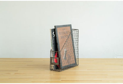 A4ファイルスタンド ワイヤー 軽量 ヴィンテージ アンティーク調 経年変化 本棚 ブックスタンド ファイル 収納 デスク整理(代引不可)