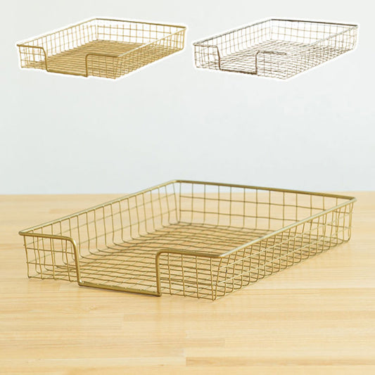 ワイヤー ペーパートレー アンティーク調 ゴールド グレー おしゃれ 北欧 ヴィンテージ レトロ 新生活 一人暮らし(代引不可)